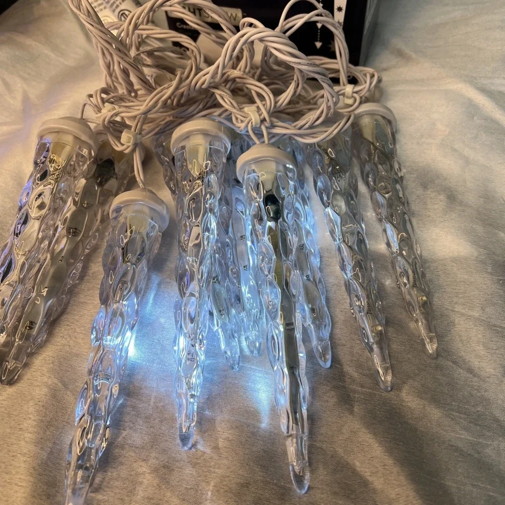 Gemmy Lightshow Shooting Star White LED Icicle‎ Christmas Light 10 Count Set